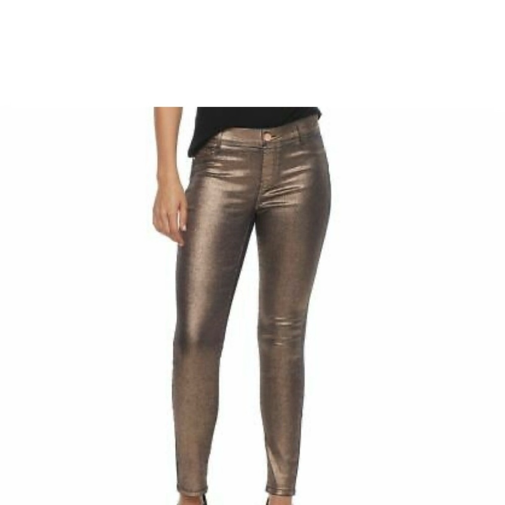 Juicy Couture Metallic Rose Gold Pull On Mid Rise Jeggings